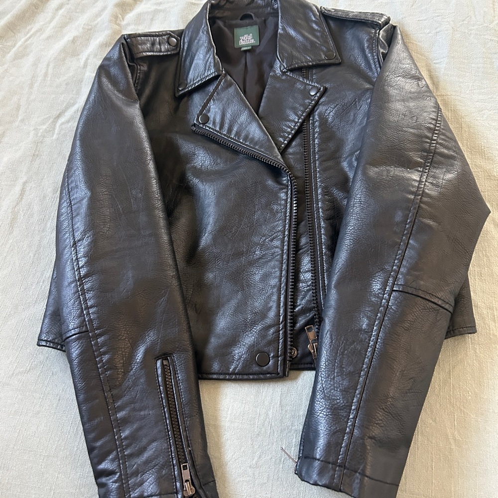 wild fable Black Faux Leather Moto Jacket